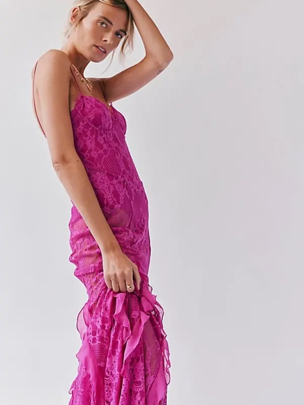 💗 For Love & Lemons x Free People Shirley Lace Maxi Dress NWT L